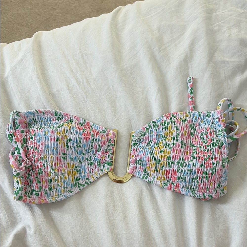 Colorful Floral Bikini Top - XS